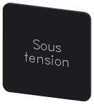 Mærkningsplade til label holder label str. 27x27 mm sort label hvid font inskription: sous tension