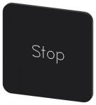 Mærkningsplade til limning på hus label str. 22x22 mm sort label hvid font inskription: stop 3su1900-0af16-0ds0