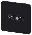 Mærkningsplade til limning på hus label str. 22x22 mm sort label hvid font inskription: rapide