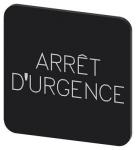 Mærkningsplade til limning på hus label str. 22x22 mm sort label hvid font inskription: arret d'urgence