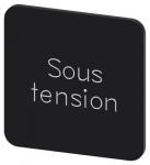 Mærkningsplade til limning på hus label str. 22x22 mm sort label hvid font inskription: sous tension