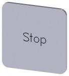 Mærkningsplade til limning på hus label str. 22x22mm sølv label sort font inskription: stop 3su1900-0af81-0ds0