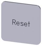 Mærkningsplade til limning på hus label str. 22x22mm sølv label sort font inskription: reset