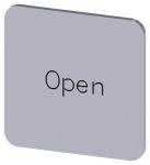 Mærkningsplade til limning på hus label str. 22x22mm sølv label sort font inskription: open