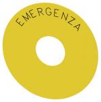 Bagplade rund for nødstop padde gul selvklæbende inde diameter 23 mm inskription: emergenza