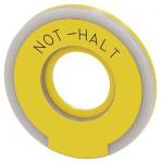 Spændeskive rund for nødstop paddetryk gul belyst ydre diameter 60 mm inde diameter 23 mm inskription: not-halt