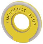 Spændeskive rund for nødstop paddetryk gul belyst ydre diameter 60 mm inde diameter 23 mm inskription: nødstop