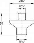 Børma Forskruning 3/4 x 1/2 med Ø67 mm roset krom