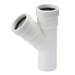 Wavin Wafix PP grenrør 50-50mm. 45 °. Hvid billede