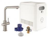 supersteel l-tud kler med mousseurudlb udtrkkeligt kkkenarmatur professional blue grohe