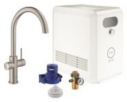 supersteel c-tud kler med kkkenarmatur professional blue grohe