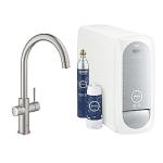 Se GROHE Blue Home Køkkenarmatur med køler starter kit. C-tud. Supersteel hos Elvvs.dk