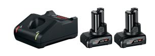 Blå bosch batterisæt 12v 2x6ah inkl. lader