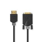 HDMI kabel | HDMI Stik | DVI-D 24 + 1-pin han | 1080p | Guldplateret | 2.00 m | Lige | PVC | Anthracite | Window Box med Euro lås