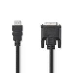 HDMI kabel | HDMI Stik | DVI-D 24 + 1-pin han | 1080p | Nikkelplateret | 5.00 m | Lige | PVC | Sort | Plastikpose