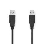USB-kabel | USB 2.0 | USB-A han | USB-A han | 480 Mbps | Nikkelplateret | 2.00 m | Runde | PVC | Sort | Plastikpose