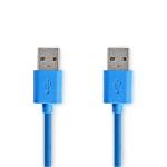 USB-kabel | USB 3.2 Gen 1 | USB-A han | USB-A han | 5 Gbps | Nikkelplateret | 1.00 m | Runde | PVC | Blå | Plastikpose