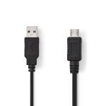 USB-kabel | USB 2.0 | USB-A han | USB Micro A | 480 Mbps | Nikkelplateret | 2.00 m | Runde | PVC | Sort | Plastikpose
