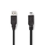 USB-kabel | USB 2.0 | USB-A han | Mini 4-Pin Han | 480 Mbps | Nikkelplateret | 2.00 m | Runde | PVC | Sort | Plastikpose