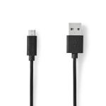 USB-kabel | USB 2.0 | USB-A han | USB Micro-B han | 480 Mbps | 9 W | Nikkelplateret | 5.00 m | Runde | PVC | Sort | Plastikpose
