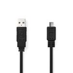 USB-kabel | USB 2.0 | USB-A han | USB Micro-B han | 480 Mbps | Nikkelplateret | 1.00 m | Fladt | PVC | Sort | Plastikpose