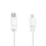 USB-kabel | USB 2.0 | USB-A han | USB Micro-B han | 480 Mbps | Nikkelplateret | 1.00 m | Fladt | PVC | Hvid | Plastikpose