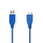 USB-kabel | USB 3.2 Gen 1 | USB-A han | USB Micro-B han | 5 Gbps | Nikkelplateret | 5.00 m | Runde | PVC | Blå | Plastikpose