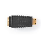 HDMI Adapter | HDMI Mini-stik | HDMI Hun | Guldplateret | Lige | ABS | Sort | 1 stk. | Plastikpose