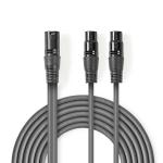 kartonhylster mrkegr pvc runde m 50 1 nikkelplateret hunstik 3-pin xlr 2x hanstik 3-pin xlr kabel audio balanceret