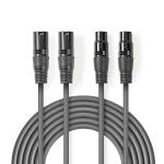 kartonhylster mrkegr pvc runde m 50 0 nikkelplateret hunstik 3-pin xlr 2x hanstik 3-pin xlr 2x kabel audio balanceret