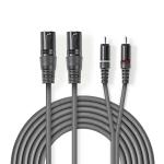 kartonhylster mrkegr pvc runde m 50 1 nikkelplateret hanstik rca 2x hanstik 3-pin xlr 2x kabel audio balanceret