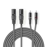 kartonhylster mrkegr pvc runde m 00 3 nikkelplateret hanstik rca 2x hanstik 3-pin xlr 2x kabel audio balanceret