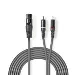 kartonhylster mrkegr pvc runde m 50 1 nikkelplateret hanstik rca 2x hunstik 3-pin xlr kabel audio balanceret