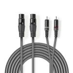 kartonhylster mrkegr pvc runde m 50 1 nikkelplateret hanstik rca 2x hunstik 3-pin xlr 2x kabel audio balanceret