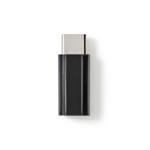 USB-adapter | USB 2.0 | USB Type-C Han | USB Micro-B Hun | Nikkelplateret | Lige | ABS | Sort | Plastikpose
