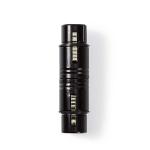 XLR adapter | XLR 3-Pin Hunstik | XLR 3-Pin Hunstik | Nikkelplateret | Lige | Metal | Sort | 1 stk. | Plastikpose