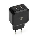 Vægoplader | Hurtigopladningsfunktion | 2x 2.4 A | Antal output: 2 | 2x USB-A | Uden Kabel | 24 W | Single spænding output