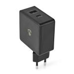 Vægoplader | Hurtigopladningsfunktion | PD3.0 45W | 1x 2.4 A / 1x 3.0 A | Antal output: 2 | USB-A / USB-C | Uden Kabel | 57 W | Automatisk Valgt Spænding