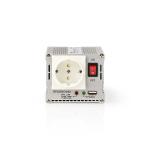 Power Inverter Modificeret sinus | Indgangsspænding: 12 VDC | Enhedens strømudgangsforbindelse: 1 | 230 V ~ 50 Hz | 300 W | Peak-effekt: 600 W | Sokkel type: F (CEE 7/3) / USB | Batteriklemmer + cigarettænder | Modifieret Sinuskurve | Sikring | Sølv