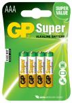 Se GP Super Alkaline Batteripakke AAA LR03 1,5V - 4 stk. hos Elvvs.dk