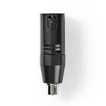 XLR adapter | XLR 3-Pin Hanstik | RCA Hunstik | Nikkelplateret | Lige | Metal | Sort | 1 stk. | Plastikpose