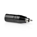 XLR adapter | XLR 3-Pin Hanstik | RCA Hanstik | Nikkelplateret | Lige | Metal | Sort | 1 stk. | Plastikpose