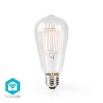 Nedis SmartLife LED glødepære | Wi-Fi | Antal produkter i pakken: 1 stk. | E27 | 500 lm | 5 W | Varm Hvid | 2700 K | Glas | Android & iOS | ST64