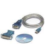 Forbindelsesledning d-9-sub til usb med adapter d-9-sub til d-25-sub.