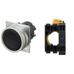 Trykknap a22nn ø22 bezel børstet metal flad momentan cap farve uigennemsigtig sort 1no ikke-tændte push-in terminal a22nn-mnm-nba-p100-nn