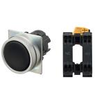 Trykknap a22nn ø22 bezel børstet metal flat momentary cap color opaque black 1no1nc ikke-tændt push-in terminal a22nn-mnm-nba-p102-nn