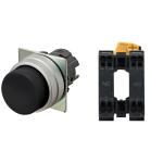 Trykknap a22nn ø22 bezel børstet metal projiceret momentary cap color opaque black 1no1nc ikke-tændt push-in terminal a22nn-mpm-nba-p102-nn