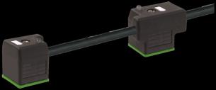 Msud dobbelt ventillegeme form a 18mm med kabel pur 4x0.75 sort ul / csa til kabelslæb 2m