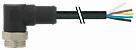 Mini (7/8) 5-polet mand (ext.) 90° m / kabel pur