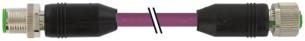Profibus m12 han lige 2-polet / m12 hun lige 2-polet b-kodet kabel 1x2xawg22 skærmet violet pur egnet til kabelkæde 6 meter